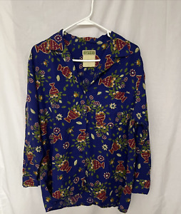 Vintage Damen ESPRIT Shirt/Bluse Blumen/Blumentöpfe 100 % Rayon Größe Med