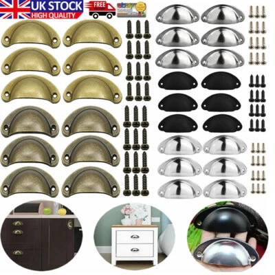 6/12Pcs Cup Pull Shell Handles Half Moon Kitchen Cupboard Cabinet Door Drawer - Image 1 of 4