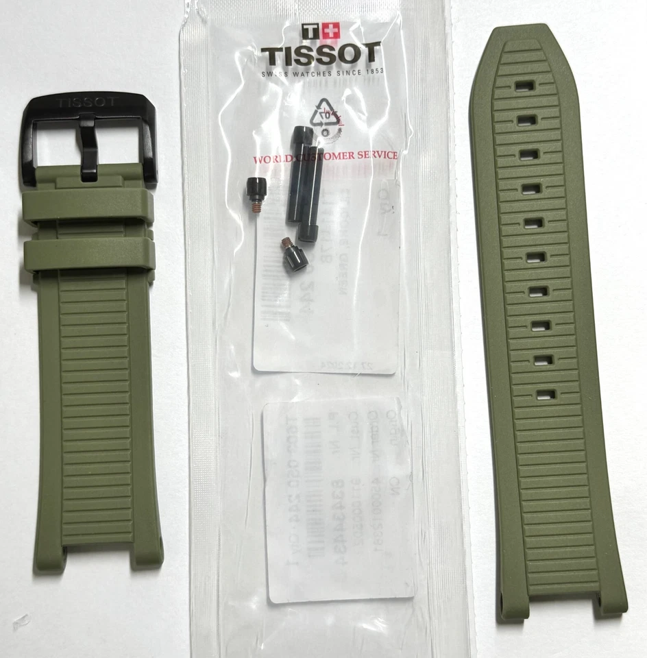 Correa de reloj de goma original Tissot T-Race T141417B VERDE con hebilla negra Foto 1 de 4