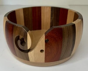 Zebra gestreift Holz Handarbeit Garn Schale Stricken Cottagecore Grannycore Geschenk - Bild 1 von 5