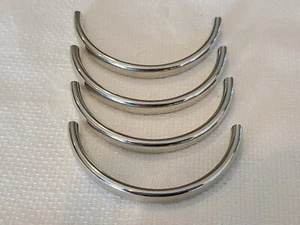 Lot of 4 Silver Plated Curved Tube Bead 100MM x 6MM for 5mm Flat Leather Cord - Picture 1 of 5