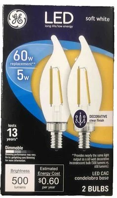 Lâmpada LED regulável branca macia vela decorativa equivalente GE LED 60 watts - Imagem 1 de 2