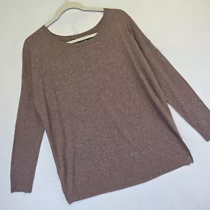 Vince Sweater Womens M Brown Wool Silk Knit Spackle Quiet Luxury Minimalist - Picture 1 of 14