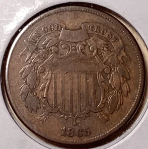 1865 2 Cent Piece  - Picture 1 of 2
