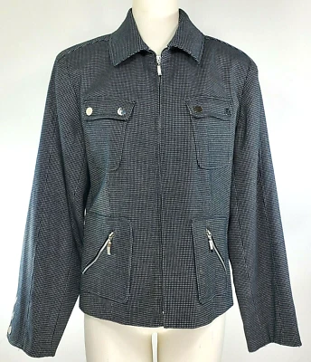 Evan-Picone Full Zip Blazer - Size 10 - Black & White Pattern - Pockets - Lined - Image 1 of 4