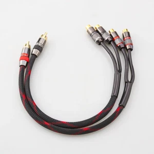 2-Pack 30cm HiFi RCA Male to 2 RCA Female Audio Speaker Adapter Y Splitter Cable - Picture 1 of 8