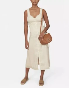Sancia Sibella Ivory Linen Midi Dress | UK6/8 | Sweetheart Neckline | Breathable - Picture 1 of 15