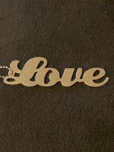 Cursive Love Silver Toned Metal Keychain Keyring Backpack Purse Tag - Picture 1 of 5