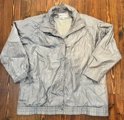 Cortavientos Kristen Blake Plateado Vintage Talla L Foto 1 de 4