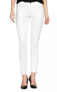 Ellos Zip Hem Slim Skinny Jeans Women’s Plus 32W White cotton/spandex twill - Picture 1 of 3