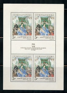 Czechoslovakia Complete MNH Sheet of 4 with Label #1555 Paintings Stamps - Picture 1 of 1