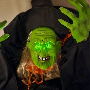 Gemmy Talking Singing Dancing In The Moon Light Eyes Light Up Halloween Witch  - Picture 1 of 17