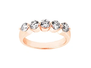 Natural 0.35ct Diamond Wedding Band Ring 18k Rose Gold Round Brilliant Cut I SI2 - Picture 1 of 3