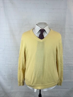 Suéter masculino de mistura de algodão com decote V amarelo Brooks Brothers outono/inverno M $148 - Imagem 1 de 4