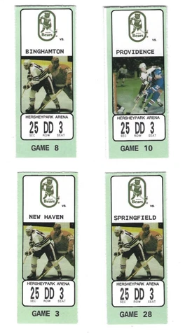 1992-93 Hershey Bears (AHL) Ticket Stubs--lot of 4 different Cover