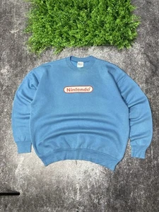 Vintage 90s NINTENDO Sweatshirt Mens Large Blue N64 Video Game Promo - Picture 1 of 14