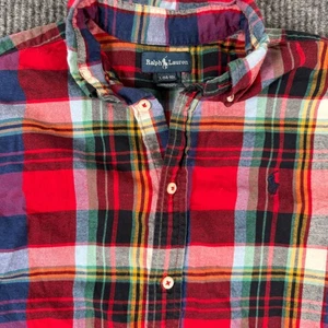 Ralph Lauren Kids Plaid Shirt Red Tartan Classic Fit Button Down Boys L 14-16 - Picture 1 of 11