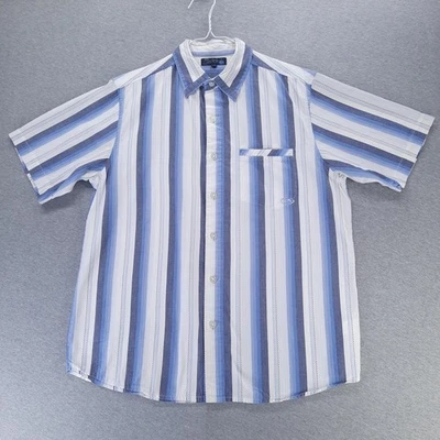 Gotcha Shirt Mens Medium Blue White Striped Button Front Cotton Casual - Image 1 of 4