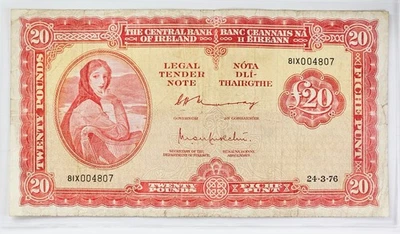 1976 20 pound Ireland "lady lavery" banknote  VG/Fine Condition  - Image 1 of 2