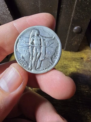 1926 S Oregone Trail Commemorative Half Dollar Cleaned US 90% Silver - Image 1 of 4