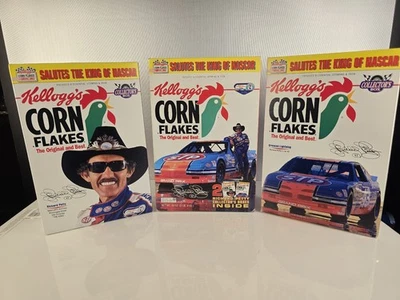 Vintage 1993 Empty Kellogg's Corn Flakes Richard Petty Cereal Box Combo - Image 1 of 4