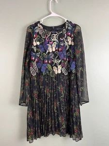 French Connection Dress Womens US 4 Butterfly Crochet Floral Lined Long Sleeve - Picture 1 of 9