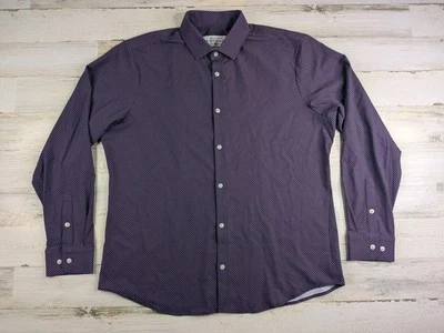 Mizzen Main Shirt Mens XXL 2XL Trim Fit Leeward Collection Purple Polka Dot - Image 1 of 4