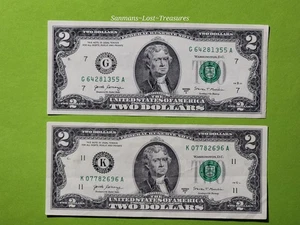 (2) 2017-A $2 Two Dollar  Federal Reserve Notes  Choice XF.  - Picture 1 of 2
