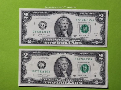 (2) 2017-A $2 Two Dollar  Federal Reserve Notes  Choice XF.  - Image 1 of 2