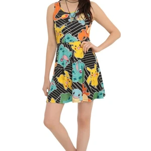 Mighty Fine Pokemon HotTopic Pikachu Bulbasaur Charmander Starter Dress Medium - Picture 1 of 14