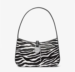 Pochette Michael Kors Lyra piccola stampa zebrata capelli di vitello nero/bianco - Foto 1 di 4