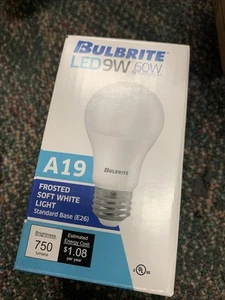 Twelve (12) Bulbrite A19 LED-3000K 800 Lumen E26 Base 9W 60W Soft white 774235 - Picture 1 of 3