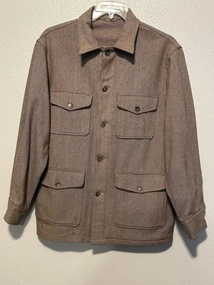 VTG Field & Stream Wool Jacket Mens sz 40 Brown Check Hunting Chore Shacket 50s - Image 1 of 4