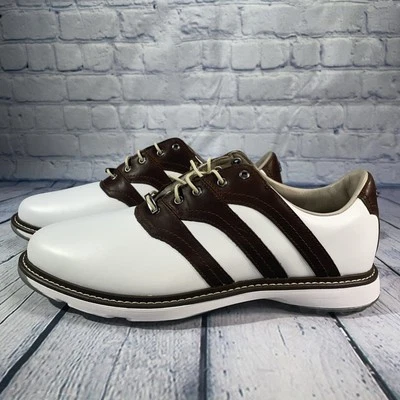 Zapatos de golf Adidas MC Z-Traxion de cuero sin clavos blancos marrones IG0910 para hombre talla 9,5 Foto 1 de 4