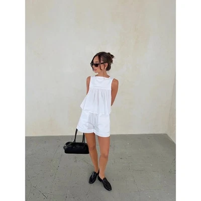 NWT!! WEWOREWHAT Tie Waist Shorts White Poplin Pockets Elastic Waist Large - Image 1 of 4