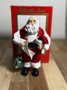 Vintage Santa Claus Holding Is Hat Nice List And A Present By His Foot - Picture 1 of 3