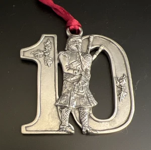 Vtg Seagull Pewter 1992 Twelve 12 Days of Christmas “10 Pipers Piping” Ornament - Picture 1 of 4