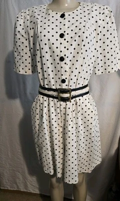 Винтажный 80-х 90-х годов женщин 10 Детский комбинезон шорты платье черный белый полкадот комбинезон w ремень - Изображение 1 из 4