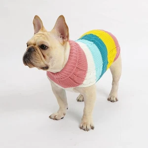 Maglione Arcobaleno Morbido e Caldo Pet Pullover Cane Maglia Cucciolo Vestiti per Autunno L - Foto 1 di 6