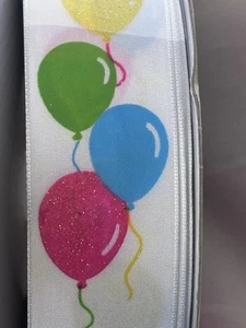 Balloons White Ribbon Kirkland Wire Edged 1.5" Wired 50 Yds 1 1/2" 150 Ft - Picture 1 of 7