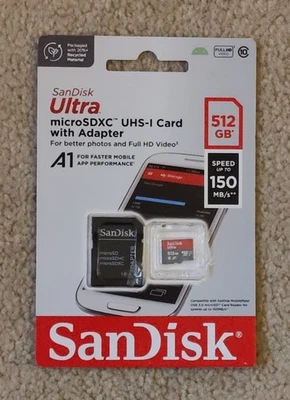 Tarjeta SanDisk 512 GB Ultra Micro SDXHC UHS-I con adaptador Foto 1 de 3