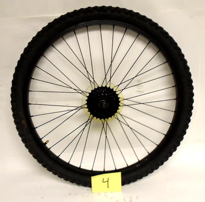 24" Rear Bicycle Wheel Black Rim Black Spokes 7-Speed 24x2.10 Kylin Tire PreOwn4 - Image 1 of 4