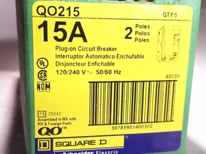 SQUARE D QO215 STECKSCHUTZSCHALTER 15A 2P 120/240V 50/60Hz - 3 VERFÜGBAR - Bild 1 von 5