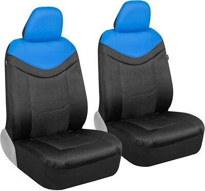 Motor Trend LuxeSport Front Seat Covers for Cars BLUE Faux Leather Mesh Neoprene — 第 1/4 张图片