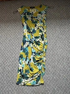 Star Julien Macdonald Damenkleid geblümt Größe 14 figurbetont Stretch Reißverschluss neu ohne Etikett - Bild 1 von 5