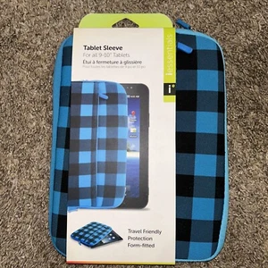 iEsentials 2-Compartment Blue/Blk Neoprene Zip Sleeve For All 9-10" Tablets-New - Picture 1 of 2