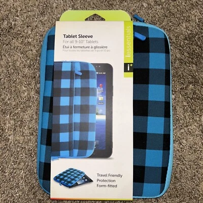 iEsentials 2-Compartment Blue/Blk Neoprene Zip Sleeve For All 9-10" Tablets-New - Image 1 of 2