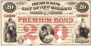 1875 New Orleans $20 Premium Bond - Series 4147 #414640 - Excellent Condition - Picture 1 of 2
