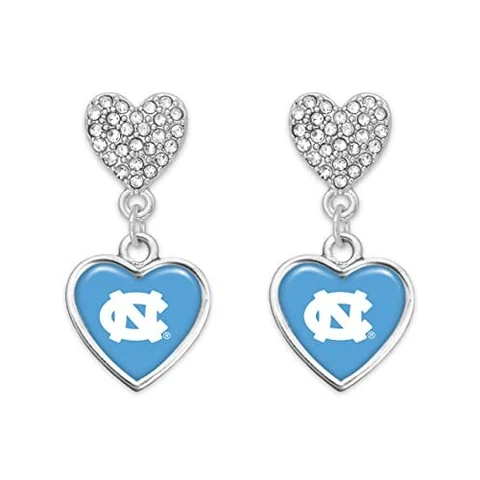 North Carolina Amara Silver Crystal Heart Earrings Jewelry Gift UNC Cover