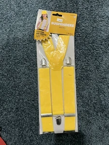 New Amscan Youth Unisex Bright Yellow Costume Suspenders Fits Ages 6+ - Picture 1 of 1